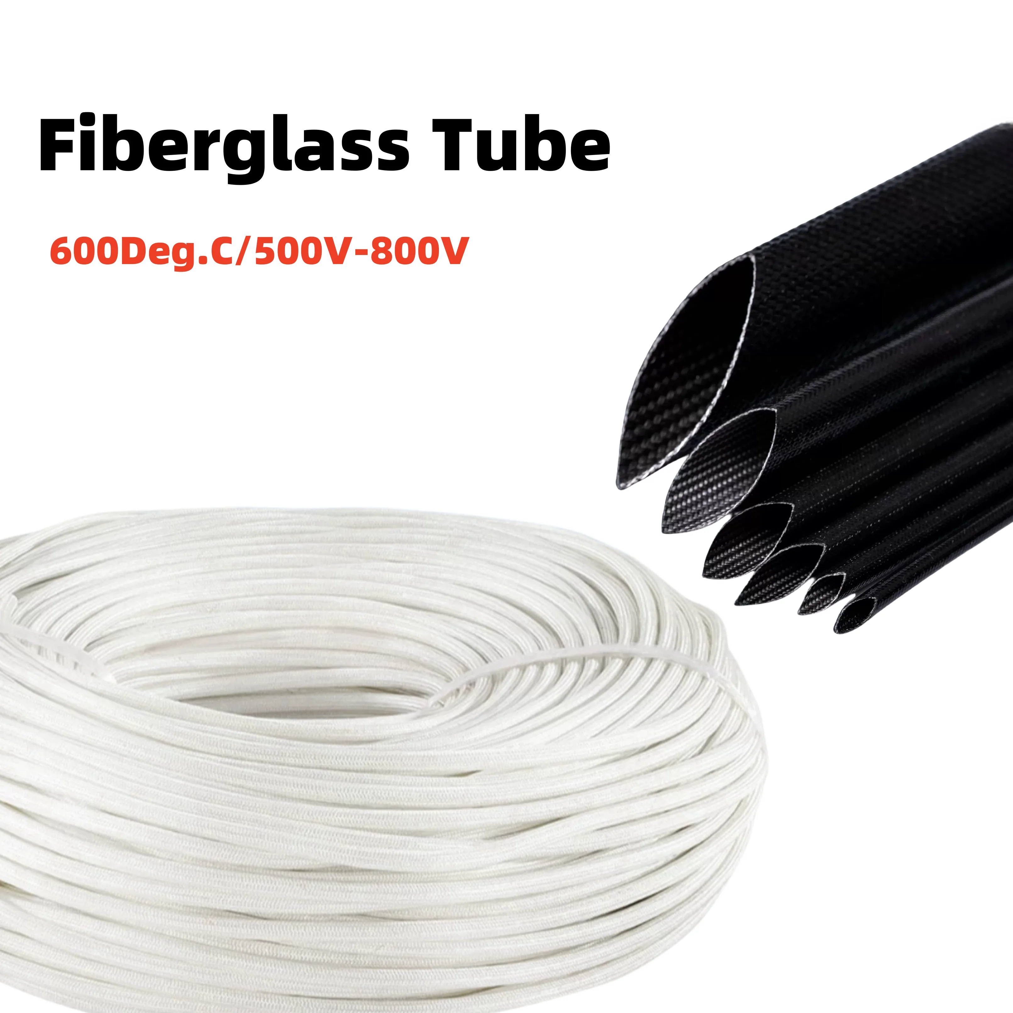 1/5M Fiberglass Sleeve 1 ~ 35mm High Temperature Chemical Braided Glass Fiber Sleeving Cable Pipe HTG Wire Wrap Glassfiber Tube