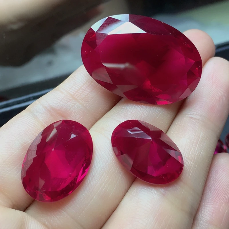 Pretty Ruby Stone Glow UV light Ruby Gem Oval Cut VVS Loose Gem for Engagement Ring/Birthstone Jewelry Making/Collection/Gift