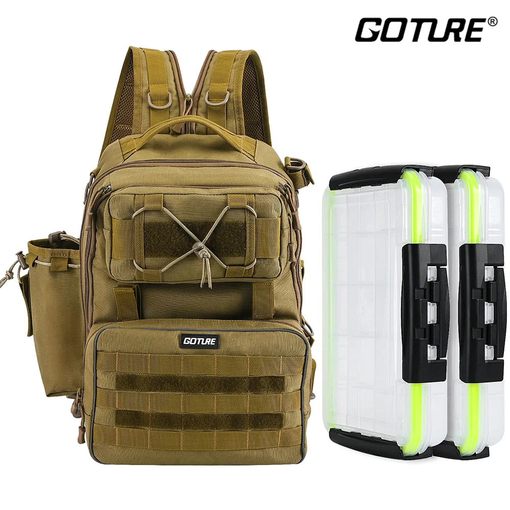 Goture Nylon Waterproof Outdoor Backpack Multifunctional Scratch Wear-resistant Resistant Fishing Tackle Bag for Camping cycling