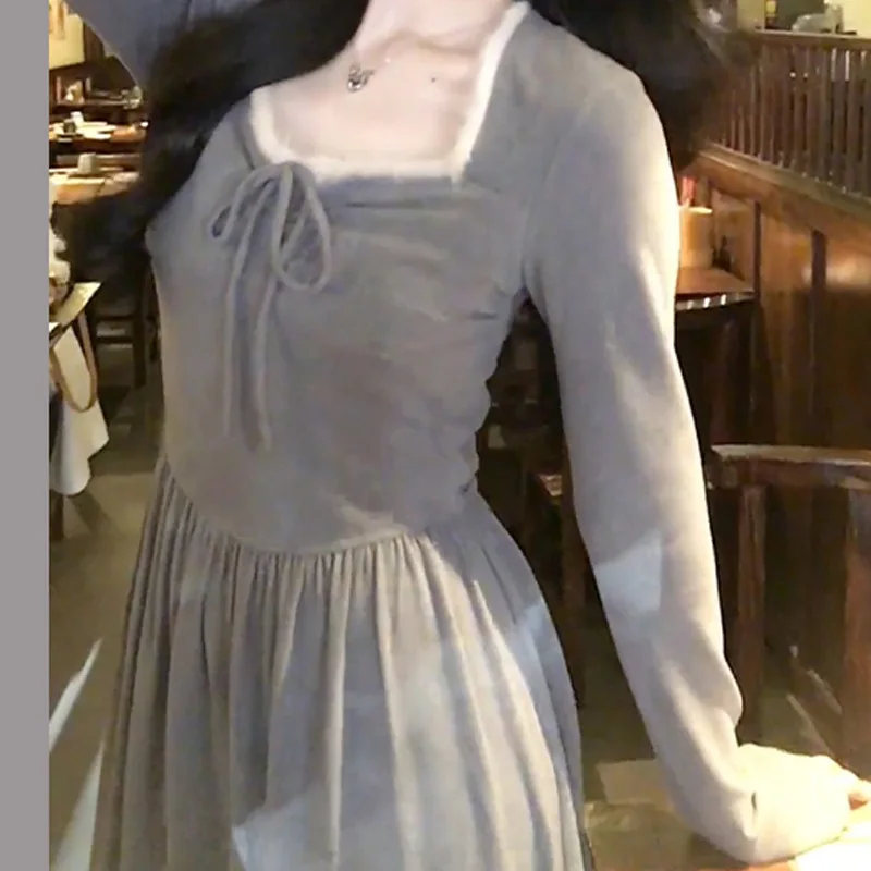 Vestidos femininos vestido de mangas compridas verão linho ditsy floral plissado bainha smocking leve doce resort férias respirável ol