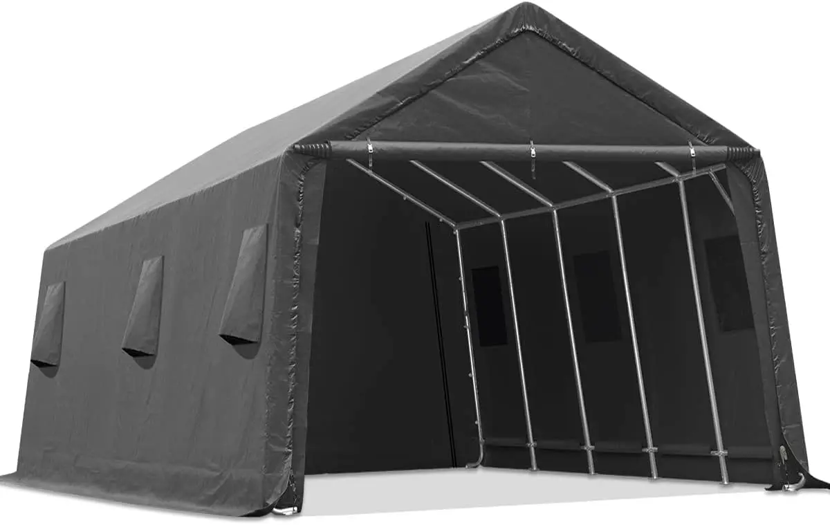 ADVANCE OUTDOOR 13x20 ft Garage Tent Carports with 2 Roll up Doors & Vents Outdoor Portable Storage Shelter for Vehicle