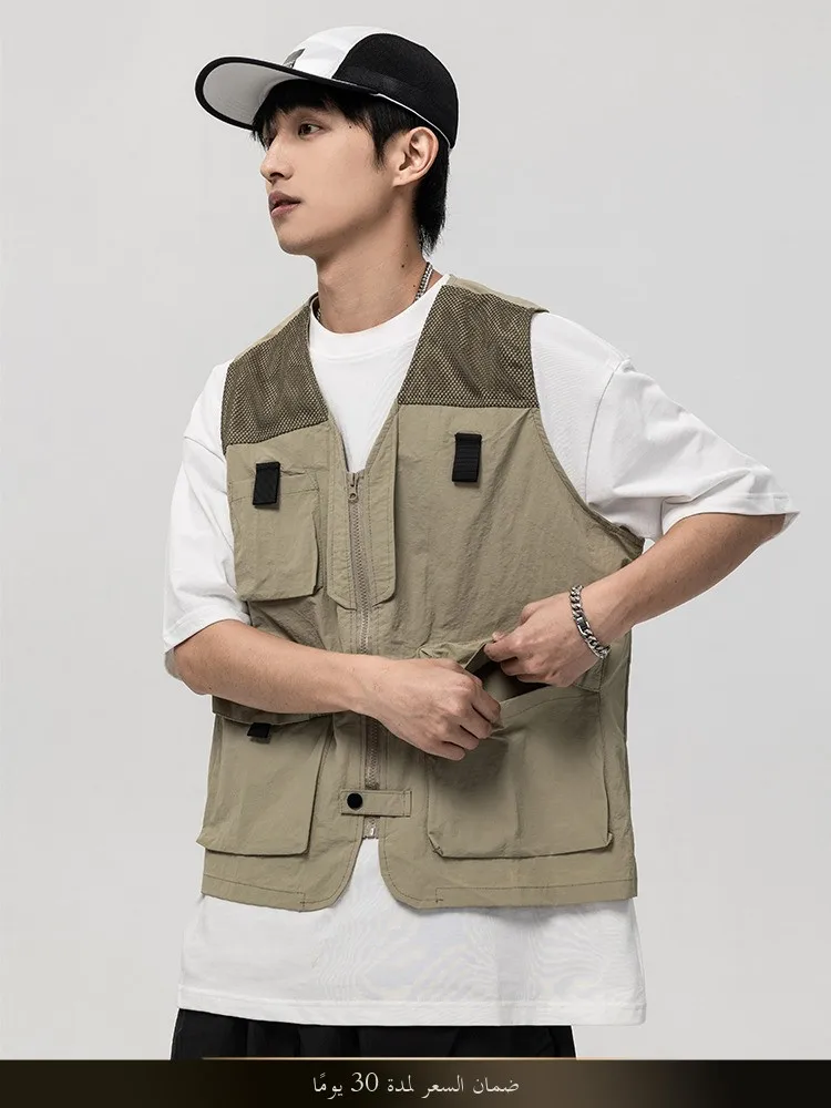 

NTED Mountain Series Outdoor Multi-ket Functional Sle Спецодежда oulder Jaet Летний тонкий V-Ne Splicing Fiing Vest