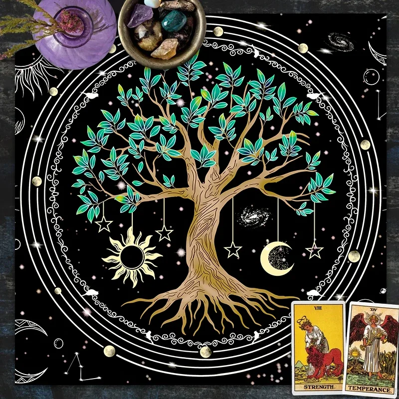 life Tree Tarot Card Cloth Witchcraft Tablecloth Divination sun moon Tarot Altar Cloth Tarot Mat