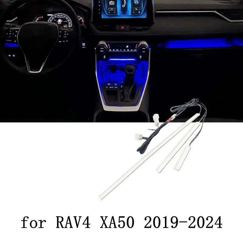 

3IN1 Blue Car Instrument panel LED Ambient Light Kit For Toyota RAV4 2019-2024 XA50 Plug to plug