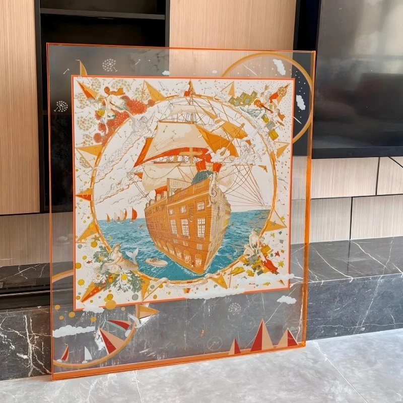 Acrylic color frame diy90*90 silk scarf non-destructive mounting poster painting wall display transparent frame simple