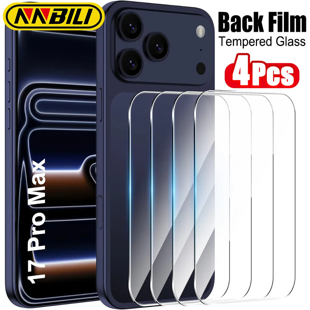NNBILI 4 Stück gehärtete Glasrückseite, Filme High Definition kratzfest für iPhone 17 16 15 14 13 12 11Pro Max X XR XSMax Serie