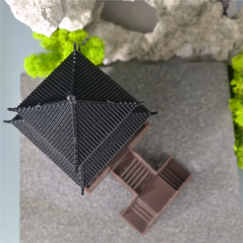 Retro Architecture Ornaments Pavilions Chinese Style Ancient 3D Printing Micro Landscape Bonsai Flower Pot Decoration Tower ZF31 view 6