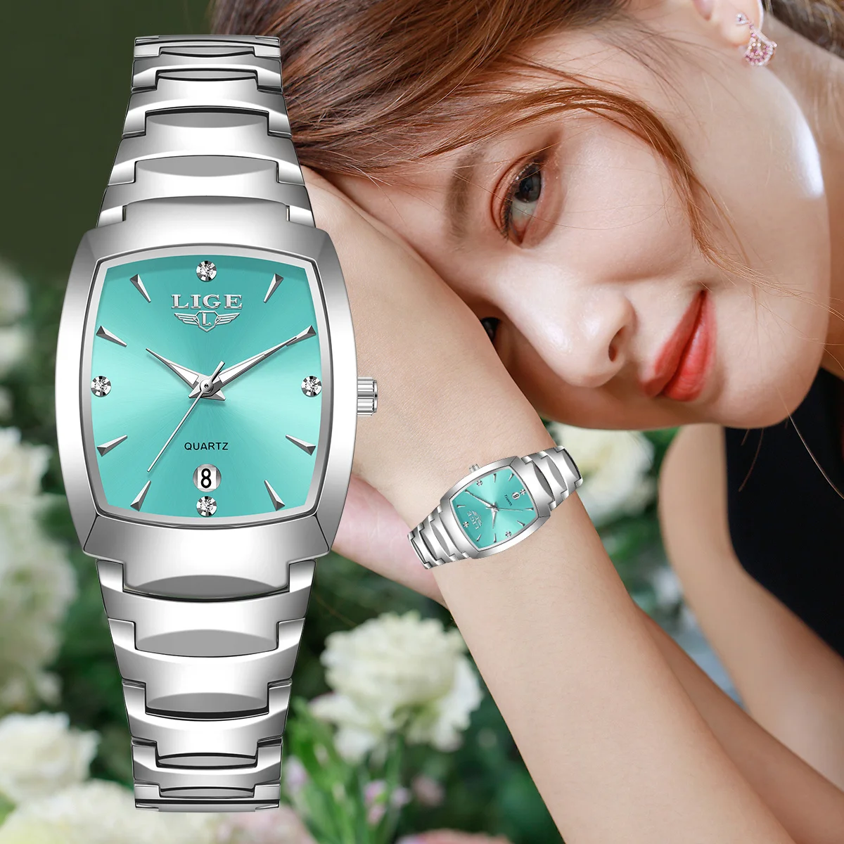 

LIGE Classic Women Watches Fashion Square Dial Ladies Watches Stainless Steel Waterproof Elegant Quartz Wristwatches Reloj Mujer