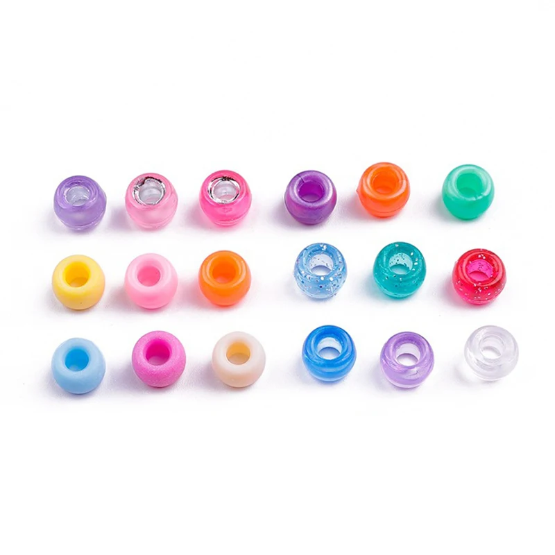 100Pcs Mix Colour Pony Beads Large Hole Barrel Beads Straight Hole Beads For DIY Handmade Beads Jewelry