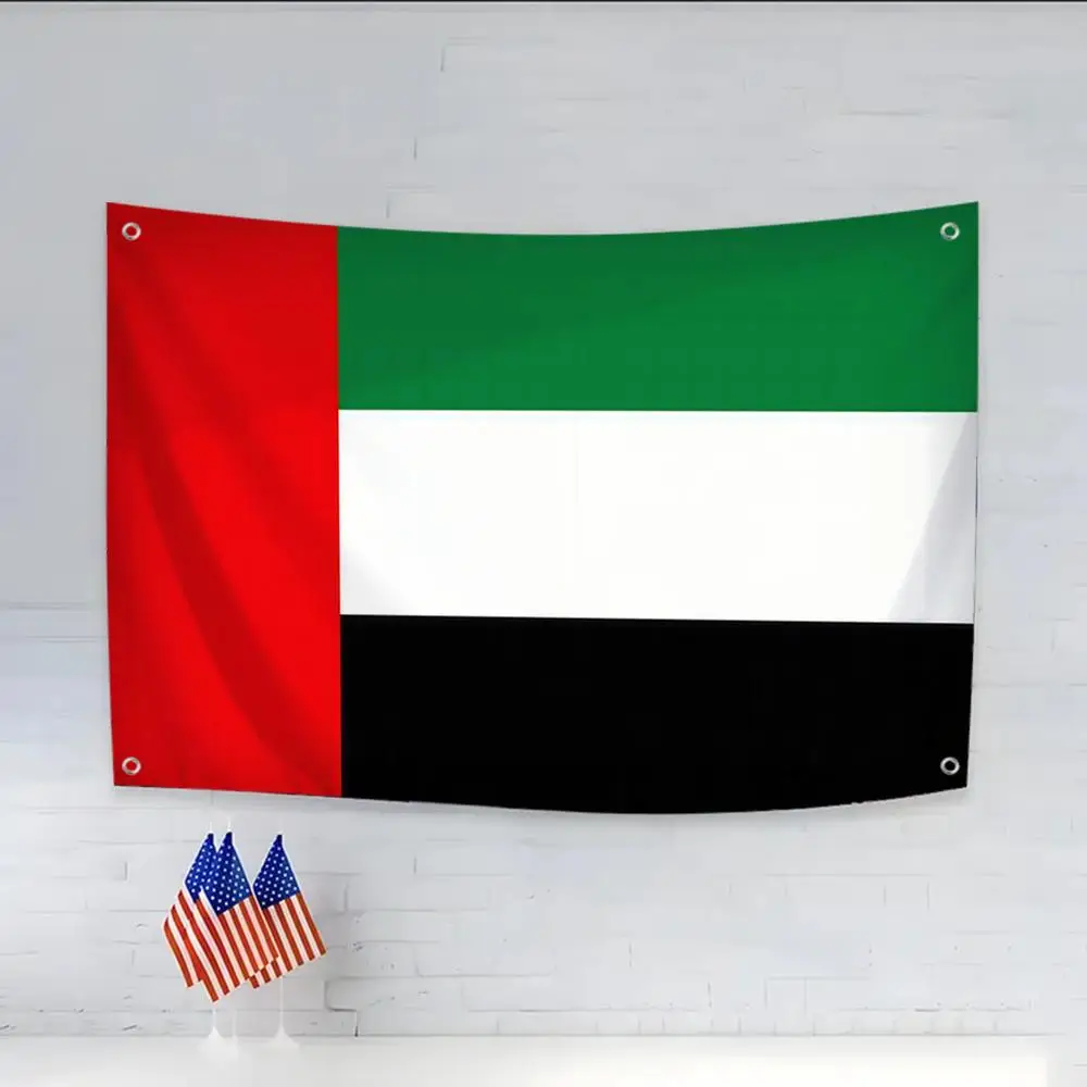 United Arab Emirates Flags Daily four rings hanging no edging for indoor use and outdoor decor easy hanging