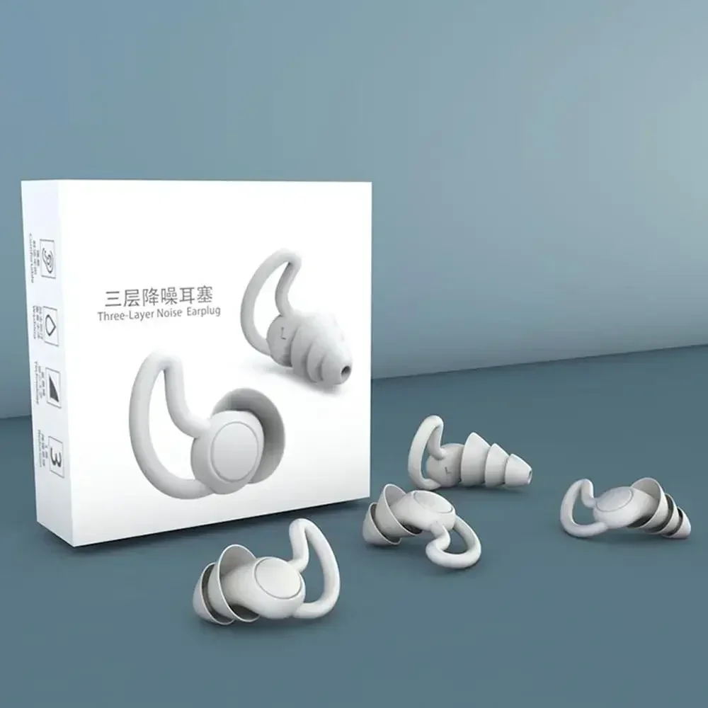 Image 3: Bouchons d'oreille anti-bruit en silicone réutilisables, réduction du bruit sûre, bouchons d'oreille pour dormir, course, tir, voyage