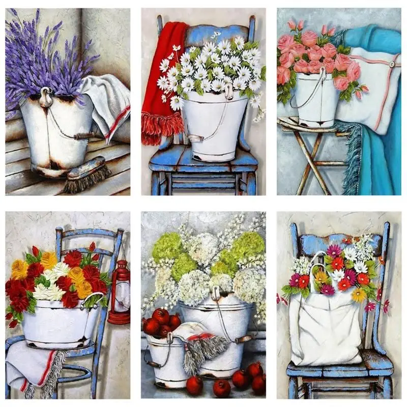 

CHENISTORY Paint By Number Flower Drawing On Canvas HandPainted Painting Art Gift DIY Pictures By Number Kits Home Decoration