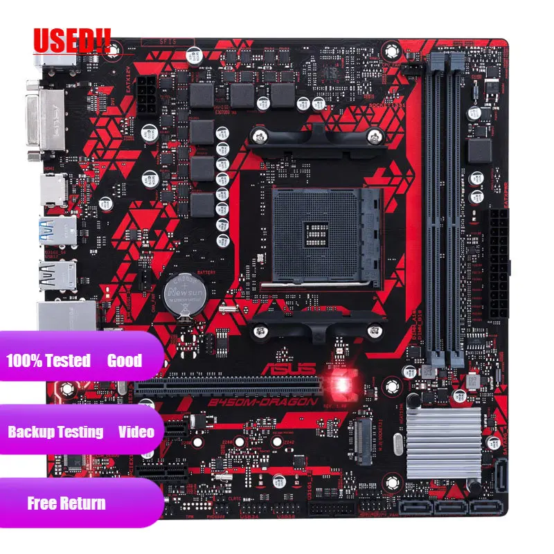 

ASUS B450M DRAGON Motherboard AMD B450 AM4 DDR4 M.2 mATX USB 3.2 DVI HDMI