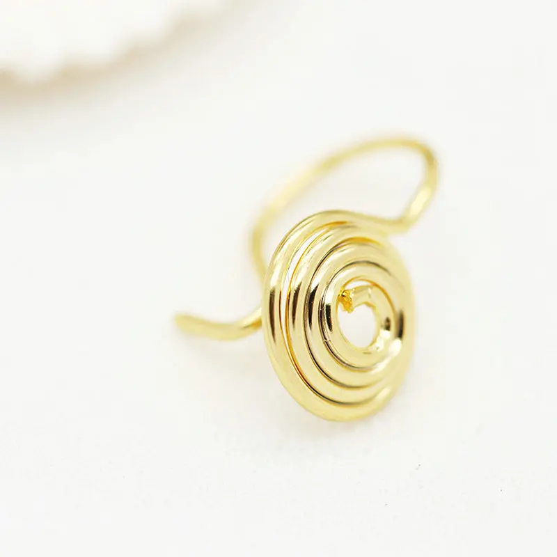 6PCS Gold Color Plated Brass Roll Pattern Earrings Clip High Quality Diy Jewelry Findings Accessories