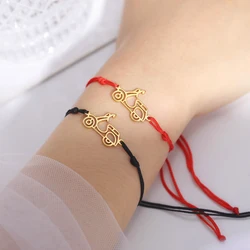 Lucktune Sport Motorcycle Pendant Red Cord Bracelet Men Stainless Steel Punk Dirt Bike Bracelet Motorcross Souvenir Jewelry Gift