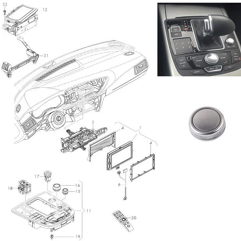 아우디 A6 A7 2011-2017 멀티미디어 조절 스위치 내비게이션 조정 노브 라디오 선택 키 4G0919070 4G0919069