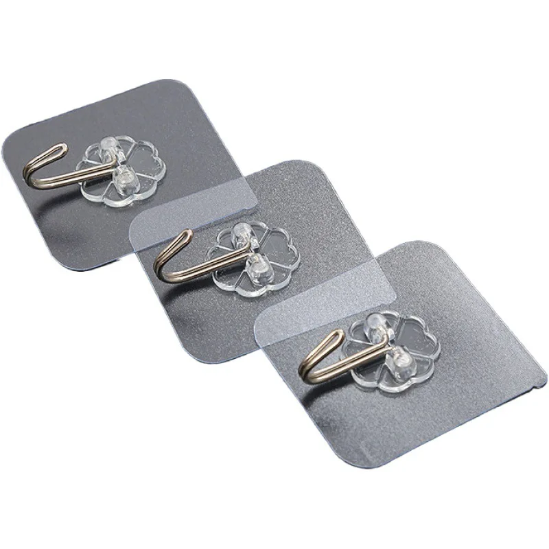 1-10PCS Transparent Stainless Steel Strong Self Adhesive Hooks Key Storage Hanger for Kitchen Bathroom Door Wall Multi-Function