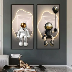 Nordic Style Space Astronaut with Balloon Photography Canvas Painting Cute Cartoon Art Print Modern Wall Living Room Home Decor