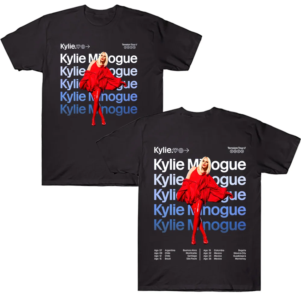 Kylie Minogue Tension Tour 2025 camiseta hombres mujeres camisetas de algodón nuevo Tour manga corta verano cómodo transpirable Tops