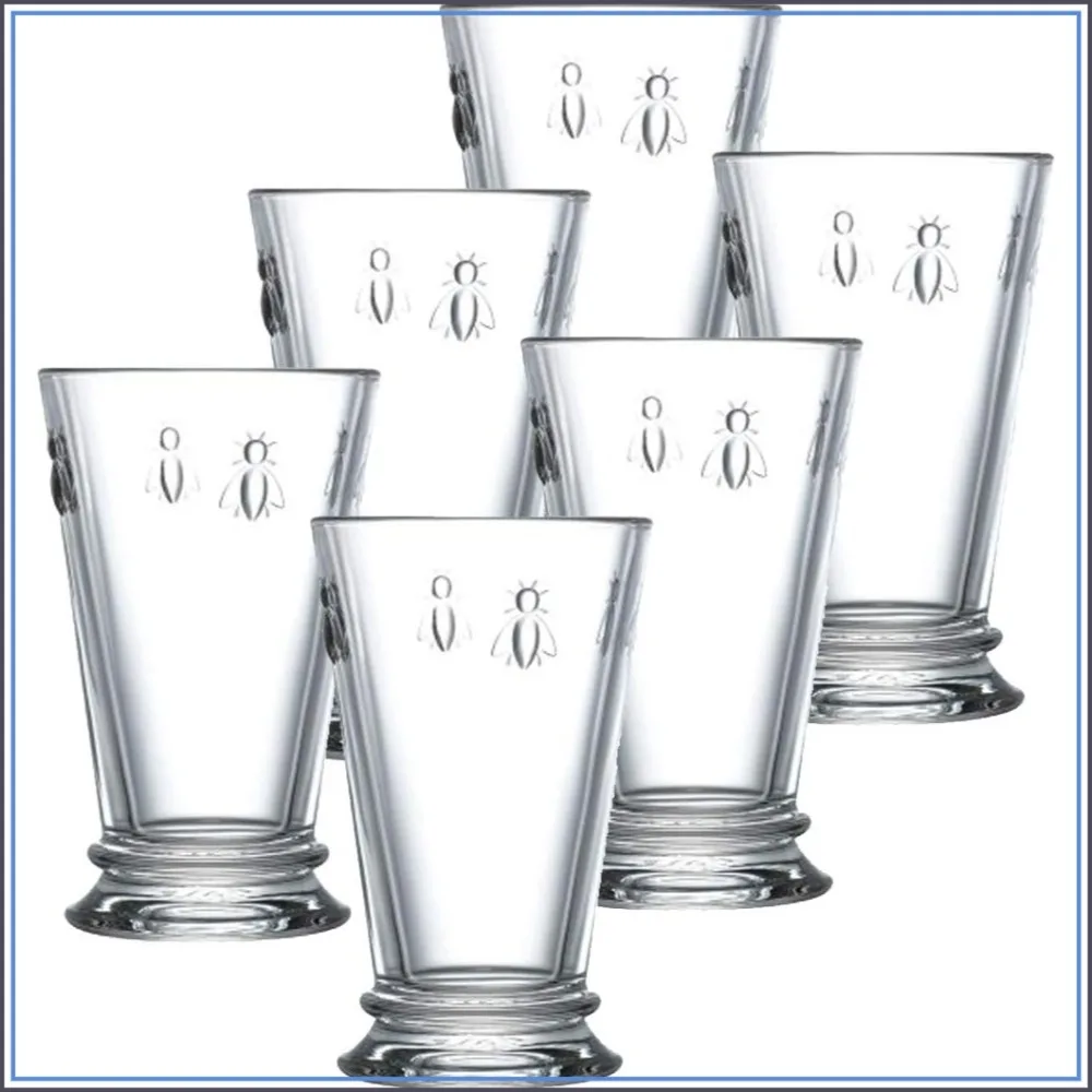 Napoleon Bee Old Fashioned Tumbler Set of 6, 11.5 oz Fancy Drinking Glasses for Whiskey Cocktails