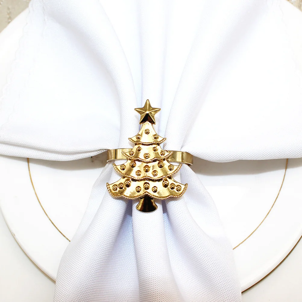 

12 Pcs Christmas Table Decorations Ring Decorative Napkin Rings Golden Holder Dining Room