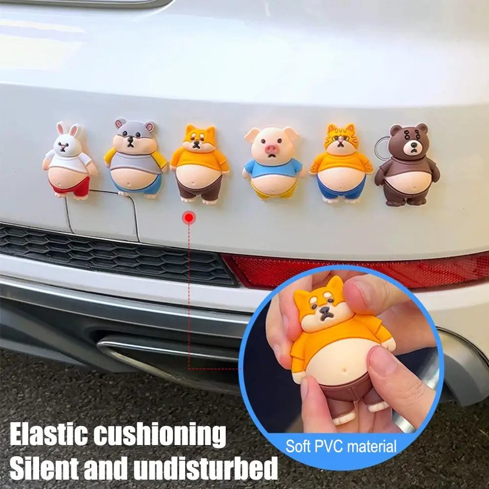 Air Cute 3D Animal Butt Stickers Cartoon Cat Anti Collision Sticker Soft Silicone Decal For Car Door Fridge Home Decoration
