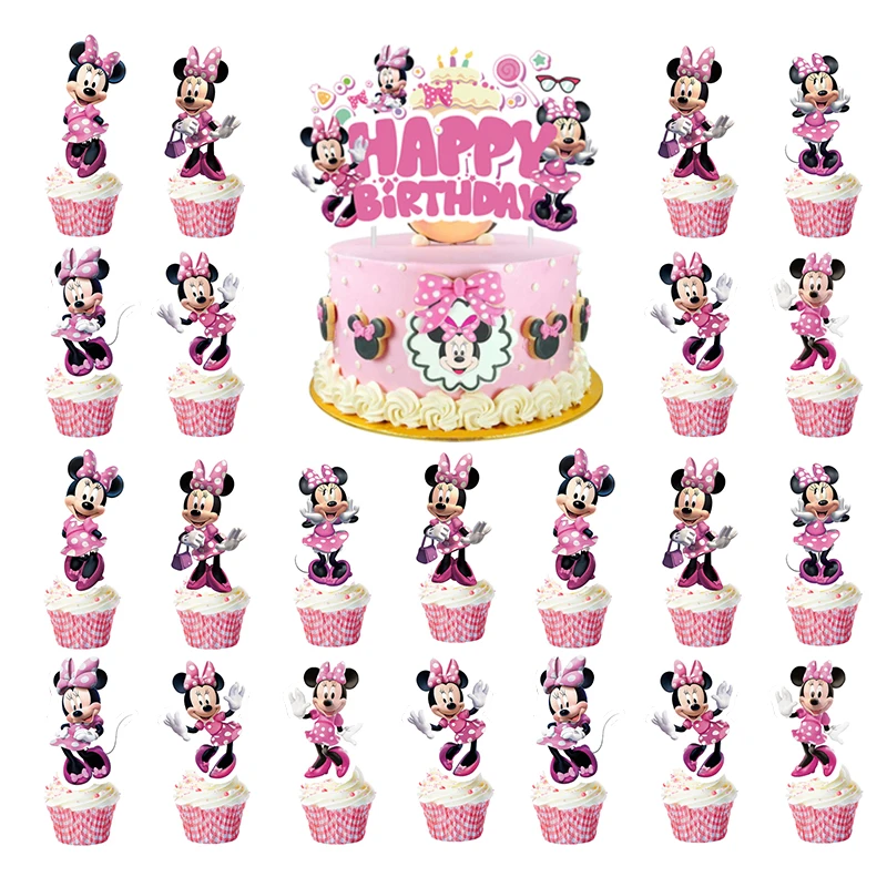 Minnie Mouse Cake Toppers Mickey Mouse Cupcake Toppers Birthday Party Decoration for Kids Girls Boys Baby Shower Party Supplies