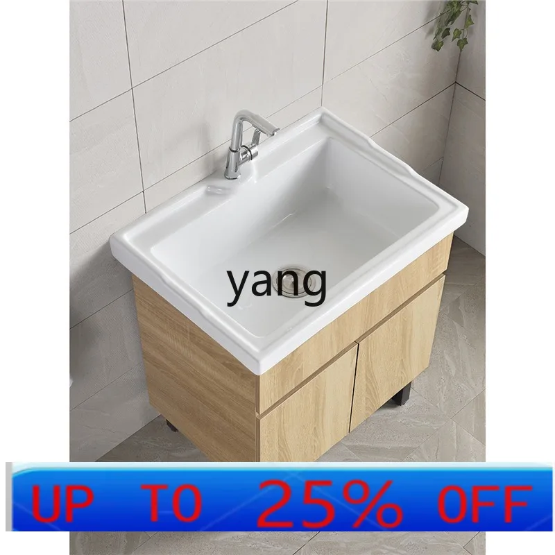 

CX solid wood laundry cabinet, balcony cabinet with washboard, bathroom