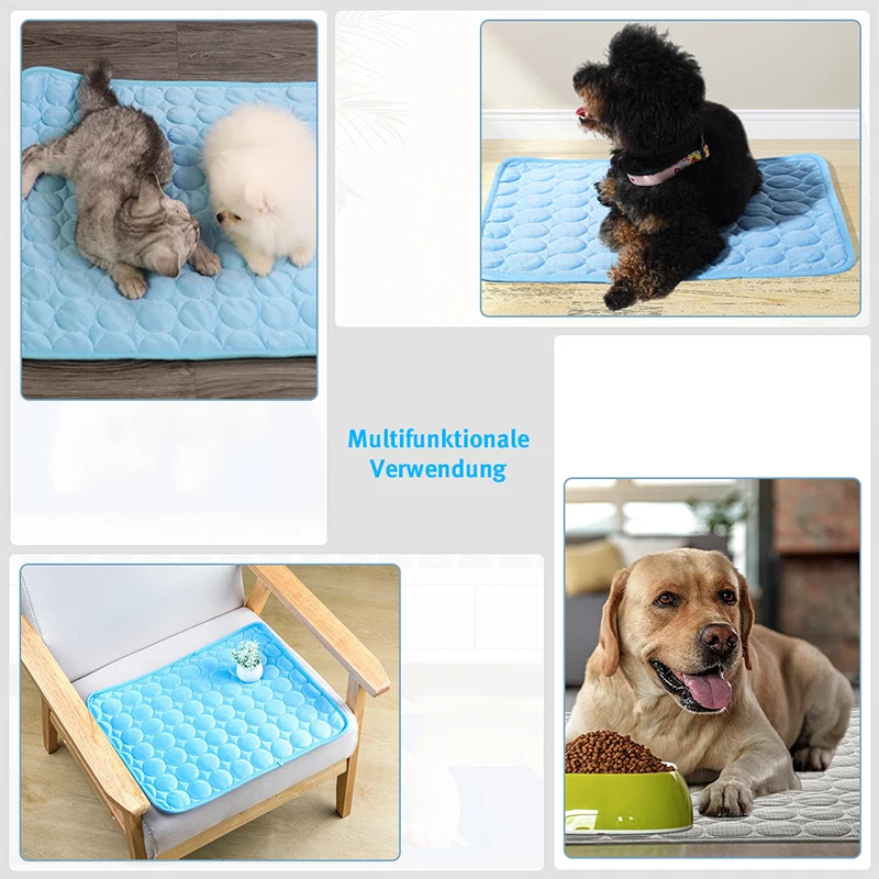 Summer Pet Cooling Mat Breathable Ice Blanket for Dogs Cats Pets Sleep Cold Bed Washable Ice Silk Pads Cushion Pet Accessories