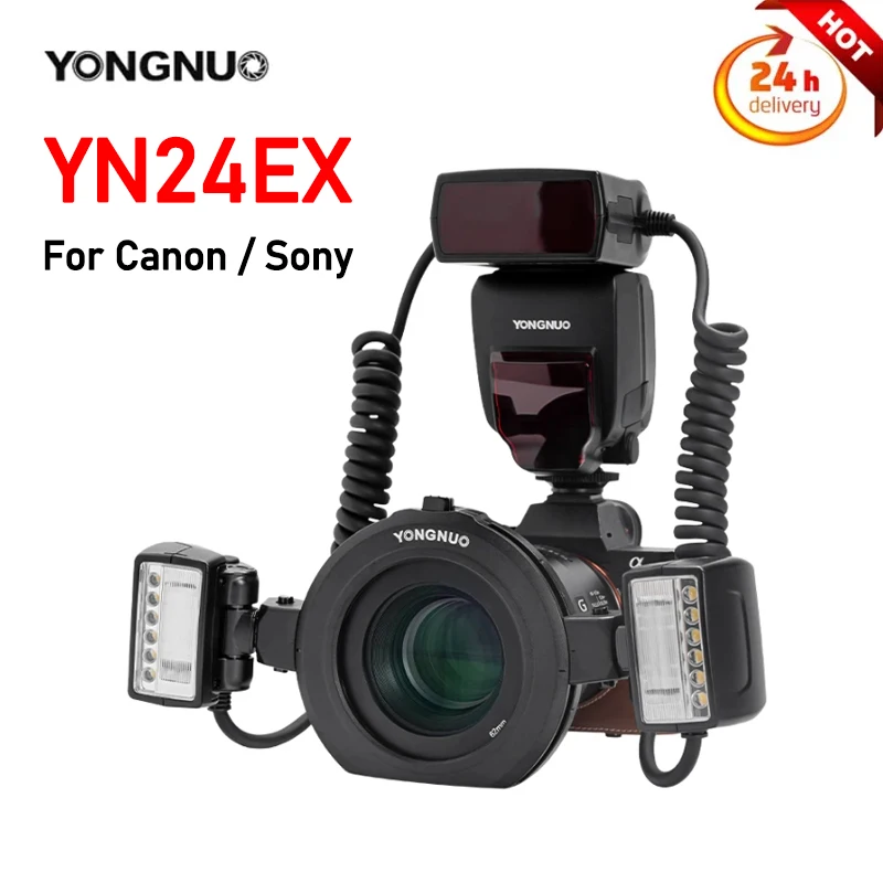 

Вспышка Yongnuo YN24EX Speedlite TTL Macro для камеры Canon Sony цифровая камера Студия Портативная Цифровая камера стоматологическая фотография