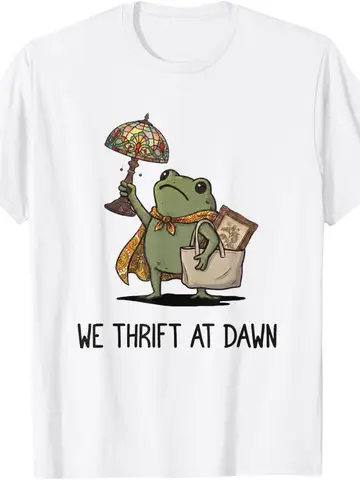 We Thrift at Dawn Funny Frog Thrifting Vintage Collector T-Shirt T-Shirts for Men Women