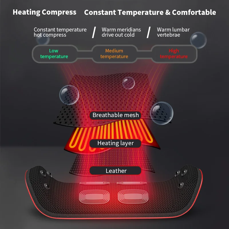 Portable High Frequency Vibration Waist Lumbar Comfort Care Pneumatic Air Lifting Traction EMS Waist Massager with Heating