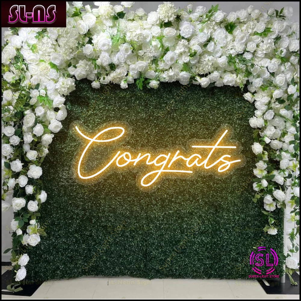 

LED Light Signs Wall Decor Neon Congrats Sign for Congratulations Graduation Ceremony Birthday Party Wedding Celebration Banquet