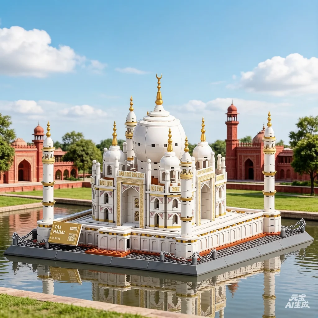 

1113pcs India Agra Taj Mahal World-famous architectural series model Building blocks Brick ornaments Children's educational toys