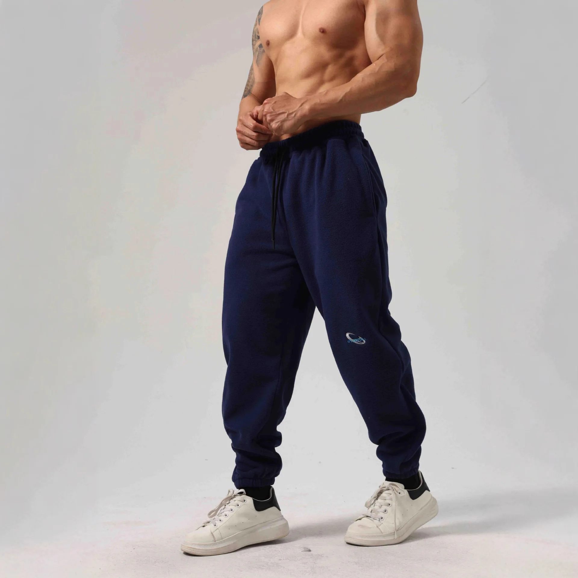 

Men's Fce Lined Casual Sports Sweatpants Loose Fit Home Leisure Polyester Fiber Warm Training Trousers for Fitn