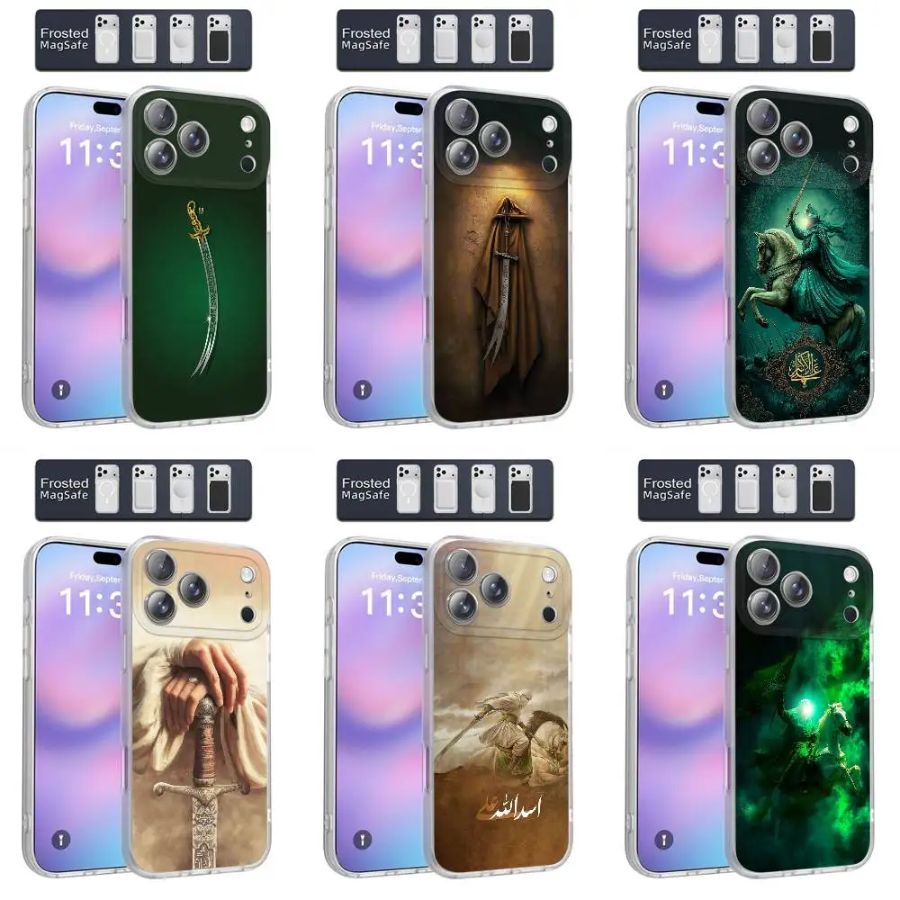 

Islam Ali Sword Phone Case For iPhone 17,16,15,14,13,12,11,Pro,Max,Plus,E,Air,Mini Magnetic Magsafe Frosted Clear