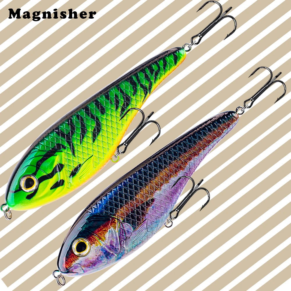 Magnisher Glide Jerkbait Big Game Fishing Lures Hard Artificial Pike Musky Bait Jerk Wobble Fast Sink Jerkbait 15cm 81g Tackle