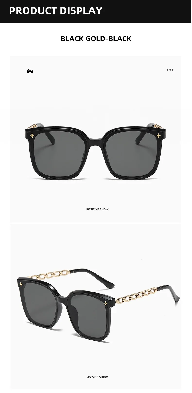 Quadratische Sonnenbrille für Frau 2023, Vintage-Stil, großer Rahmen, schwarzer Spiegel, Sonnenbrille, Schattierung, Polarisator, sexy weibliche Reisebrille, Uv400 – Detail 6