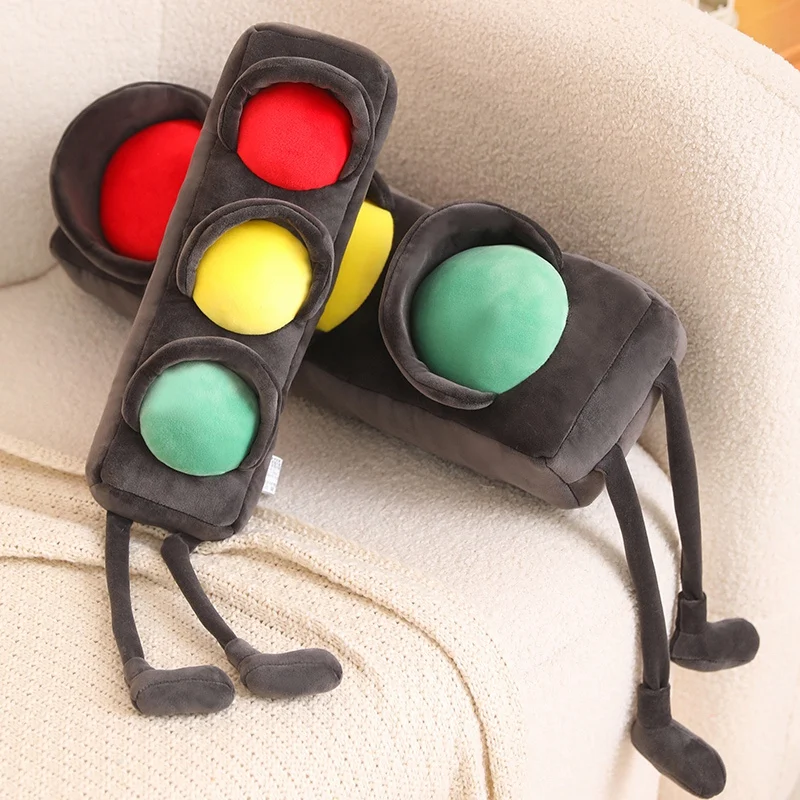 4 Sizes Simulation Traffic Light Plush Toys Soft Comfy Stuffed Signal Lamp Toys FunnyToys For Children Creative Throw Pillow