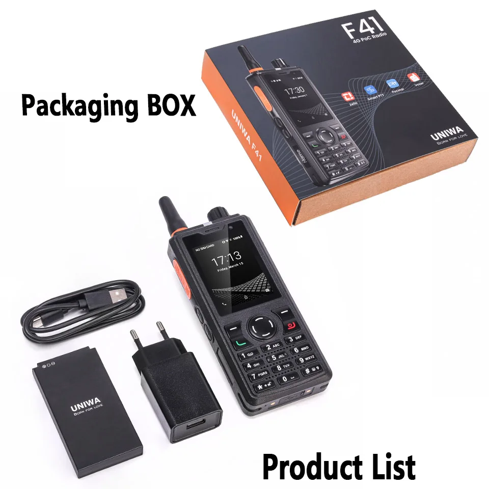 UNIWA F41 4G Rugged Phone Android 8.1 Global Network 4600mAh POC Walkie Talkie Zello 2.4