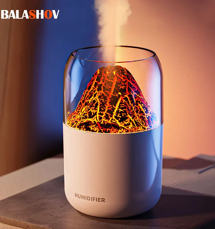 Mini Humidifier Spray Machine Usb Small Silent Desktop Colorful Atmosphere Lamp Humidifier Crack Volcano Humidifier
