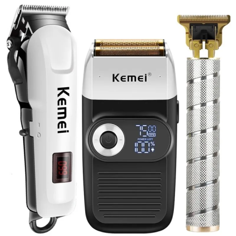 

Kemei Professional Barber Hair Clipper Rechargeable Electric Finish Cutting Machine Beard Trimmer Shaver Cordless Corded