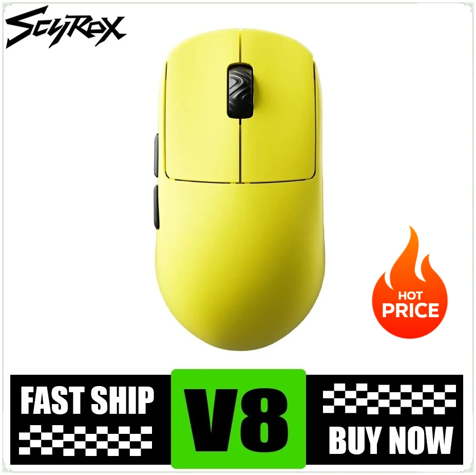 

Scyrox V8 Mouse Paw3950 36g Dual Mode Wireless E-Sports fps 8k Return Mouse Ergonomics Gaming Mice Pc Gamer Accessory
