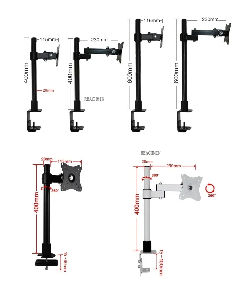 

6.5Kg 14lbs Adjustable Tilting Swivel Arm Single Table Desk Mount Monitor Holder 14-27" LCD LED Screen Holder