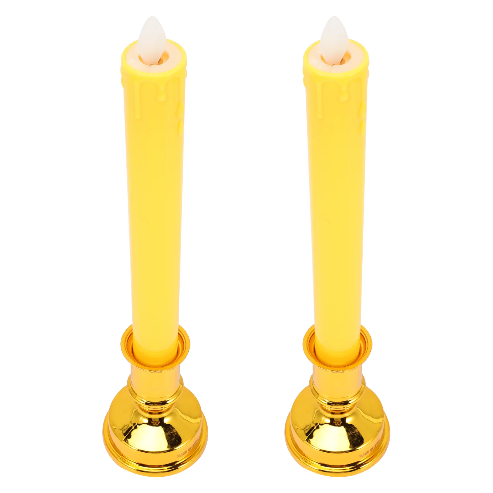 2 Pcs Electronic Tea Lights Flickering Flameless Candles Swing Double-sided Tape Yellow Operated Batteries