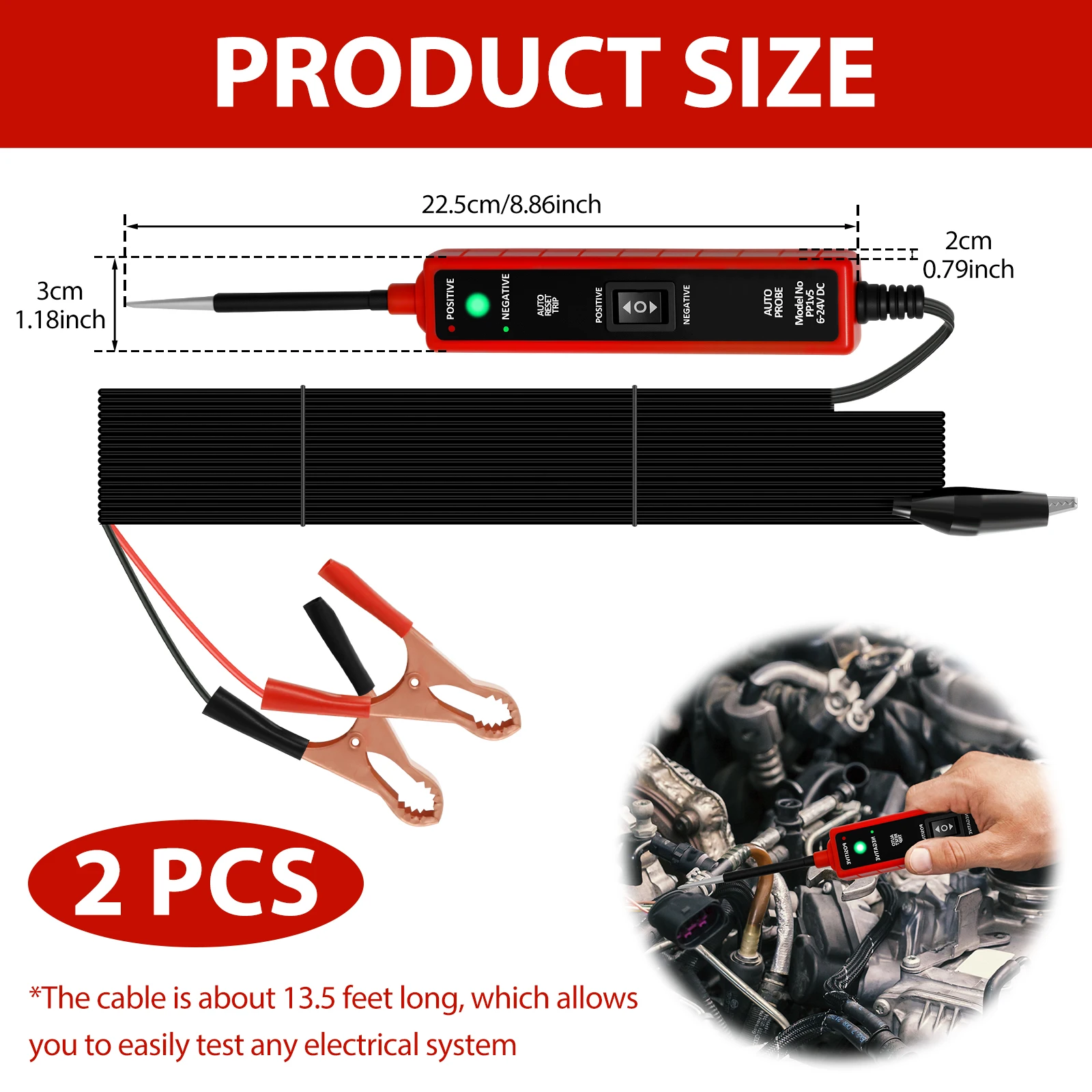 Digital Automotive Electrical Circuit Tester 6-24V DC Car Power Circuit Probe Tester Electrical System Tester Diagnosis Tool
