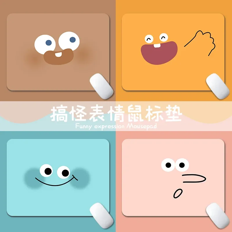 

Коврик для мыши из искусственной кожи с забавным выражением XS, небольшой обеденный стол, настольный коврик для мыши для ПК, геймера, украшение для рабочего стола, офисный игровой коврик