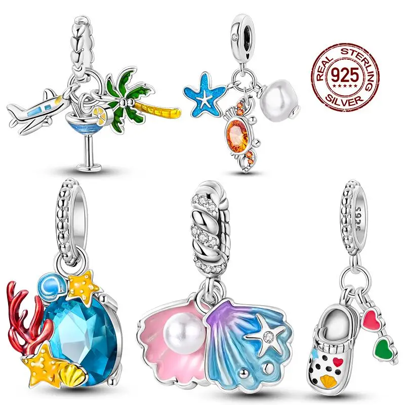 

925 Sterling Silver Ocean Series Turtle Original Charms Pendants Fit Bracelet Necklace For Women DIY Jewelry Gift