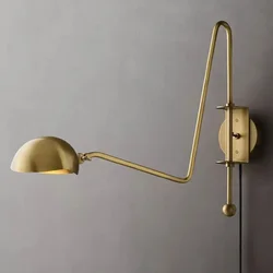 Nordic long pole copper wall light Gold rotating arm reading light Living Room Decoration Bedroom Bedside Sofa Backdrop Light