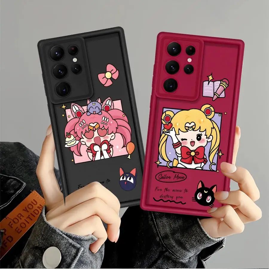 Soft Cover Phone Case for Samsung Galaxy S24 S23 Plus S25 S22 Ultra S21 FE Note 20 S20 Sailor Moon Anime